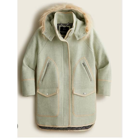 J Crew chateau parka Italian stadium-cloth wool coat Heather gray wool 0 small - Picture 1 of 11